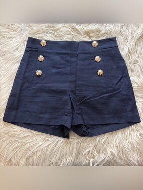 Ann Taylor Shorts Navy Blue Sailor Nautical Textured Cotton Women’s Size 2